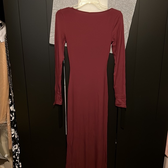 Skims Soft Lounge Long Sleeve Dress in Wine - Picture 3 of 5